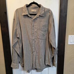 City Casuals by Haggar Men's Linen Cotton Blend Button-Up Shirt XL